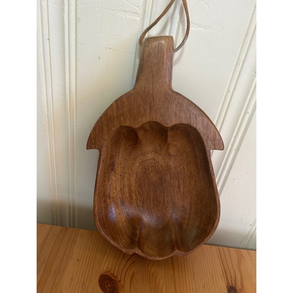 Vintage Handmade Wood Acorn Nut Serving Bowl Philippines Monkey Pod 12 Inch